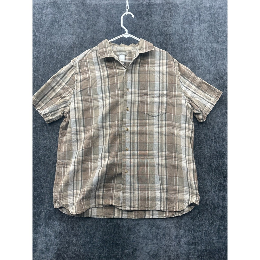 Field Gear Shirt‎ Mens Large Multicolor Plaid Woven Casual Back Box Button Up